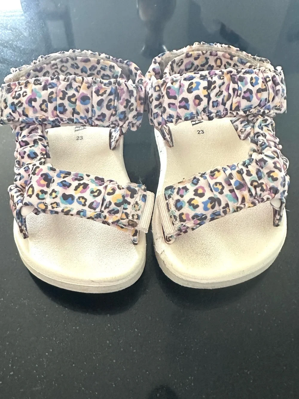 Zara Pink Multicolor Leopard Print Kids Sandals